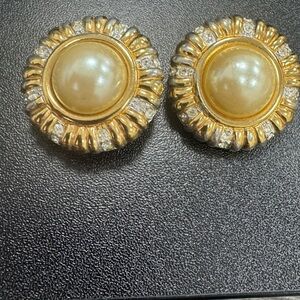 St John Vintage Faux Pearl Clip on Earrings